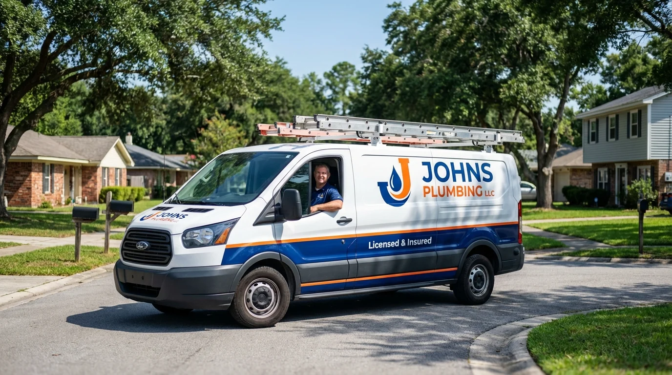 Johns Plumbing LLC service van in Oak Island, NC