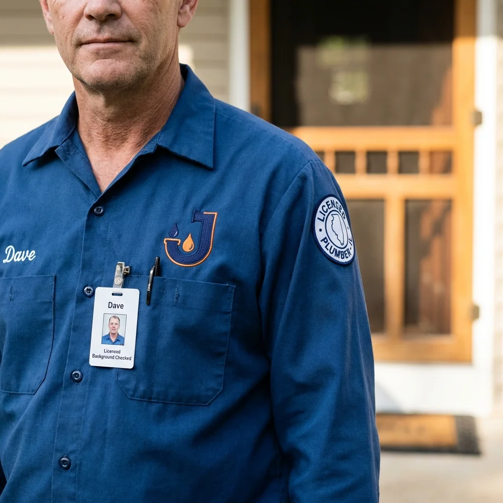 Licensed plumber showing ID badge in Oak Island, NC