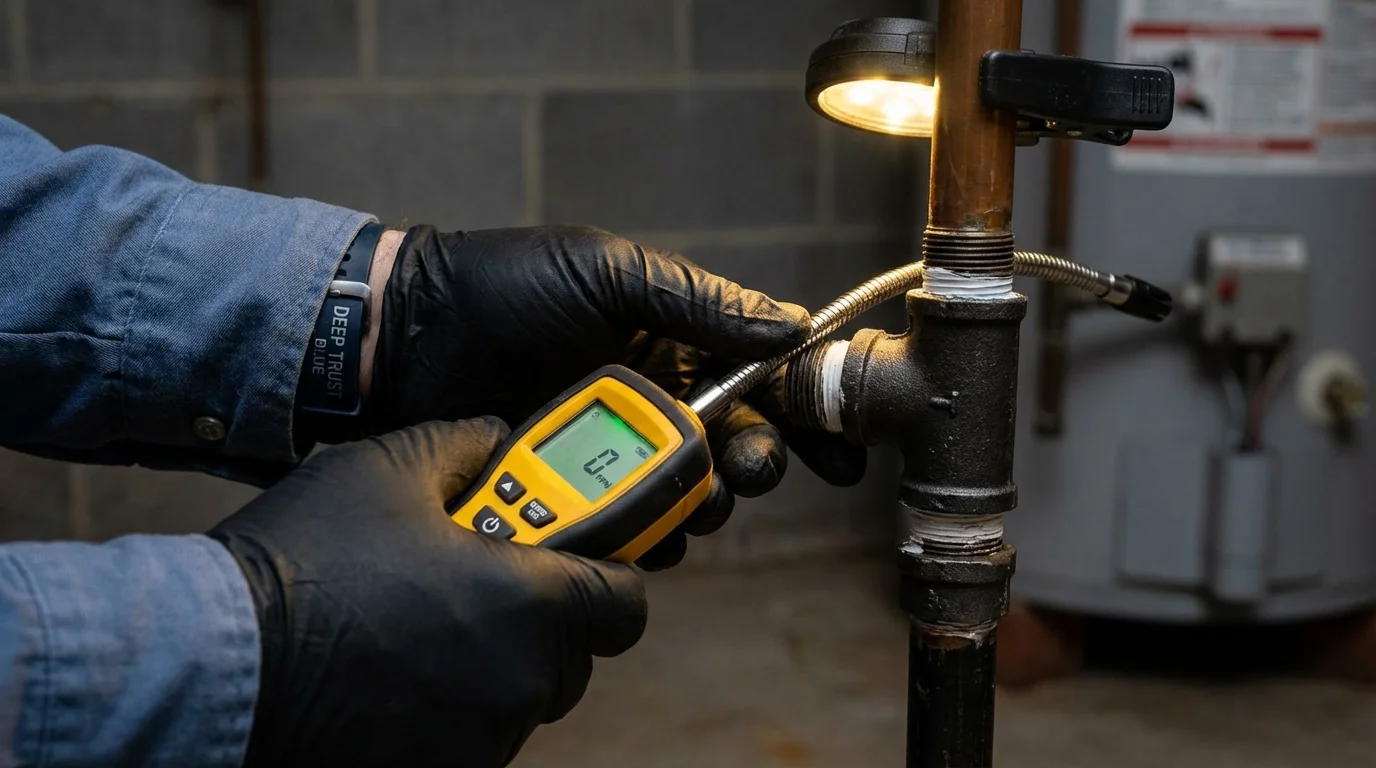Gas leak detection with electronic sniffer by Johns Plumbing LLC in Oak Island