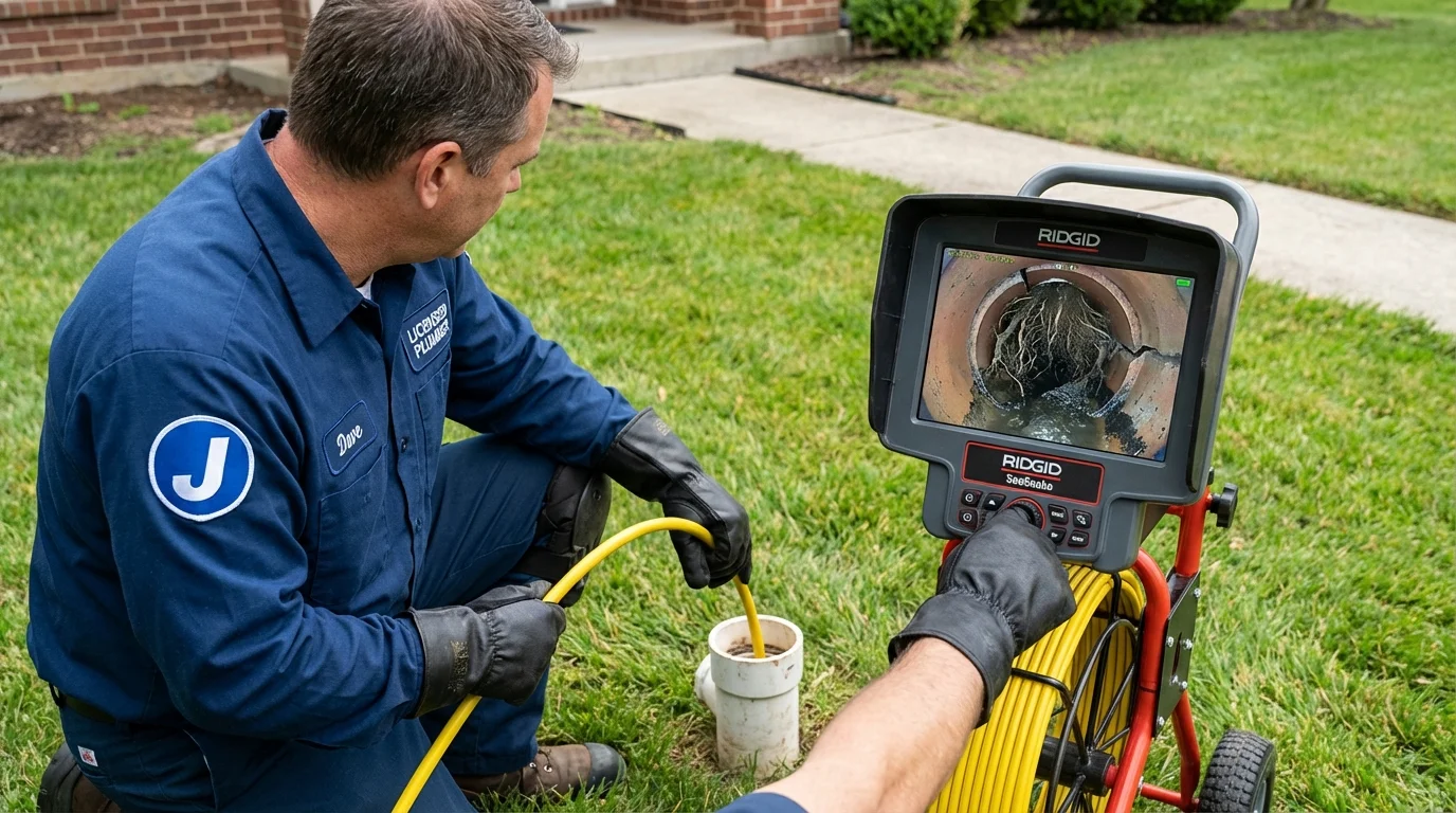 Sewer camera inspection being performed by Johns Plumbing LLC in Oak Island